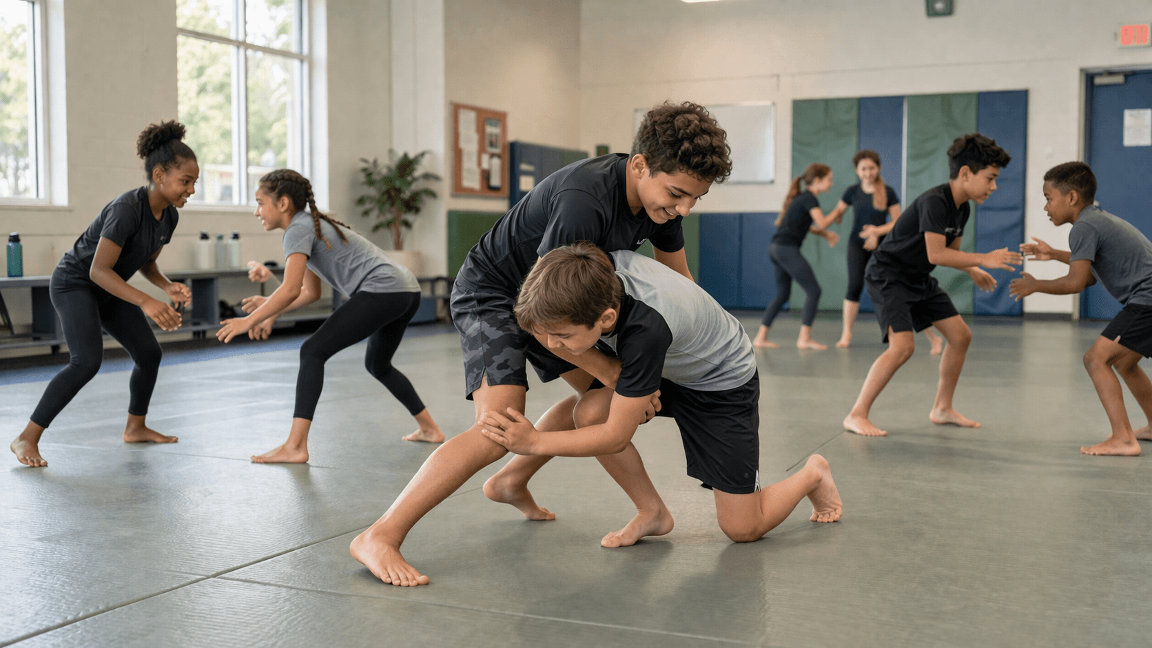 Children learning protective habits through structured training